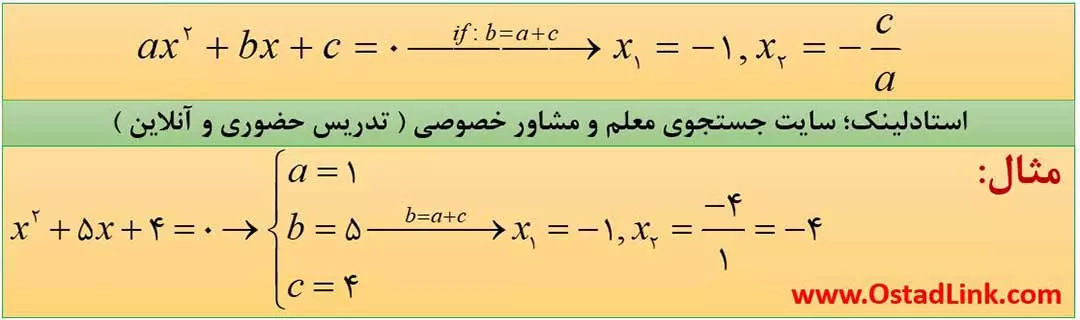 روش کنکوری حل معادله درجه 2